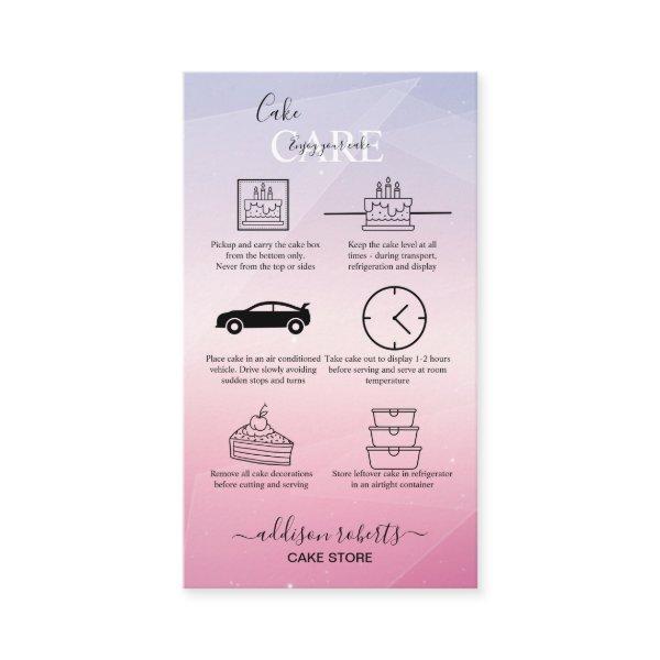 Modern Pink Girly Gradient Cake Care