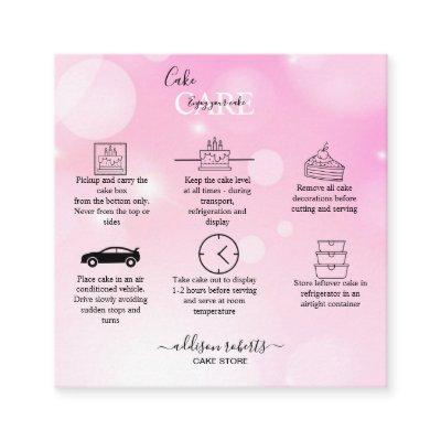 Modern Pink Girly Gradient Cake Care Square Busine Square