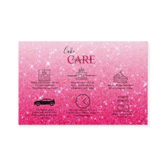Modern Pink Glitter Cake Care
