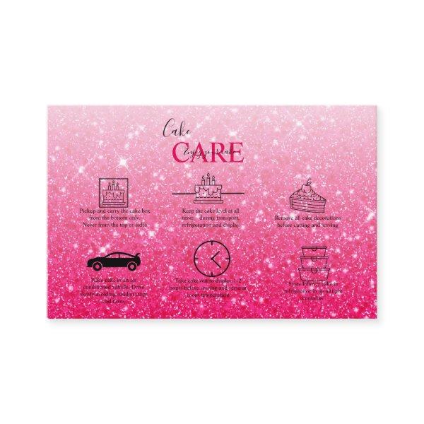 Modern Pink Glitter Cake Care