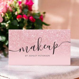 Modern pink glitter sparkles script makeup