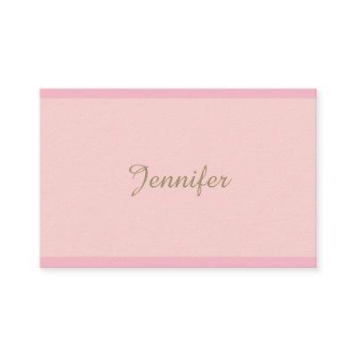 Modern Pink Gold Hand Script Fashionable Plain