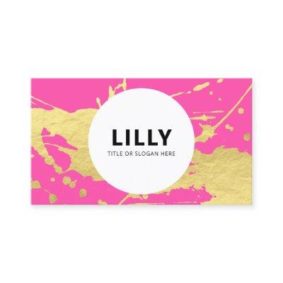 Modern  Pink Gold Paint Splatter Splash
