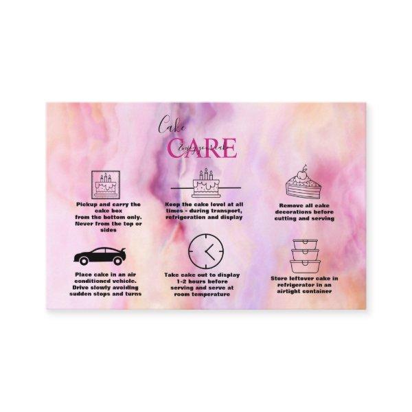 Modern Pink Gold Watercolor Cake Care