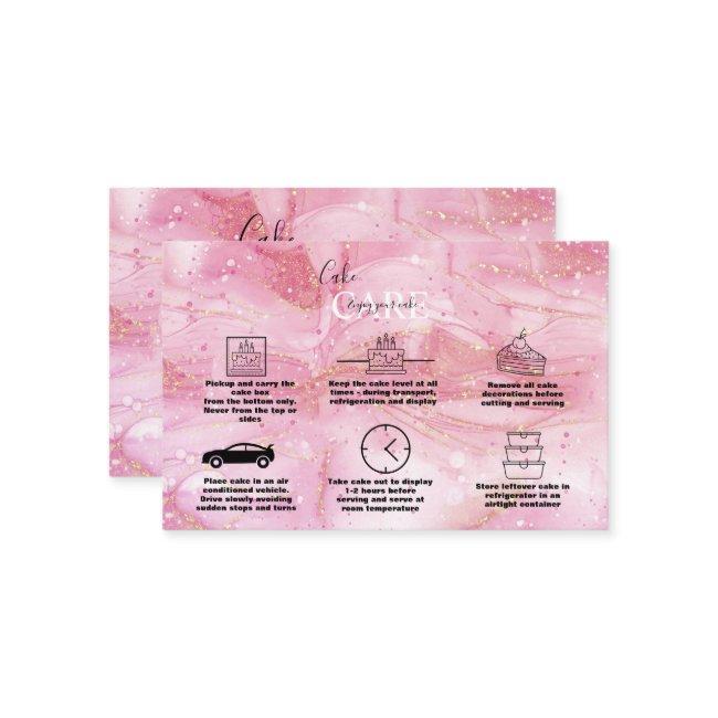 Modern Pink Gold Watercolor Cake Care
