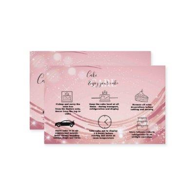 Modern Pink Gold Watercolor Cake Care