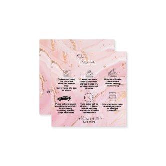 Modern Pink Gold Watercolor Cake Care    Square