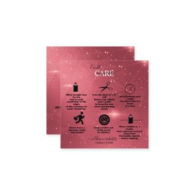 Modern Pink Gold Watercolor Candle Care   Square B Square