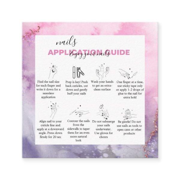 Modern Pink Gold Watercolor Nail Application    Sq Square