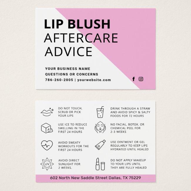 Modern Pink Lip Blush AfterCare Instruction Card