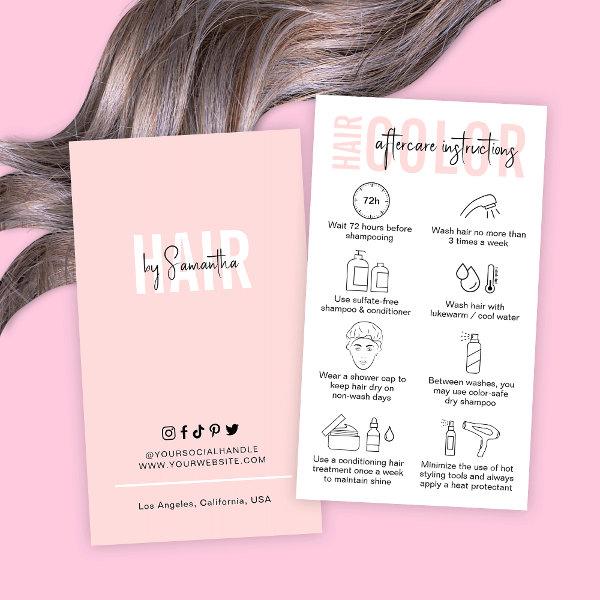Modern Pink Logo Hair Color Aftercare Instructions
