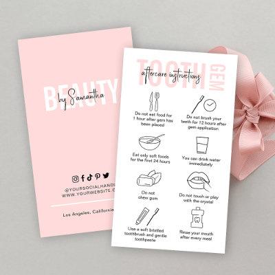 Modern Pink Logo Tooth Gem Aftercare Instructions
