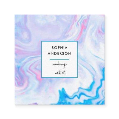 Modern pink marble blue gold elegant makeup artist square