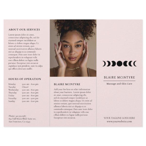 Modern Pink Moon Phases Elegant Tri-fold Brochure