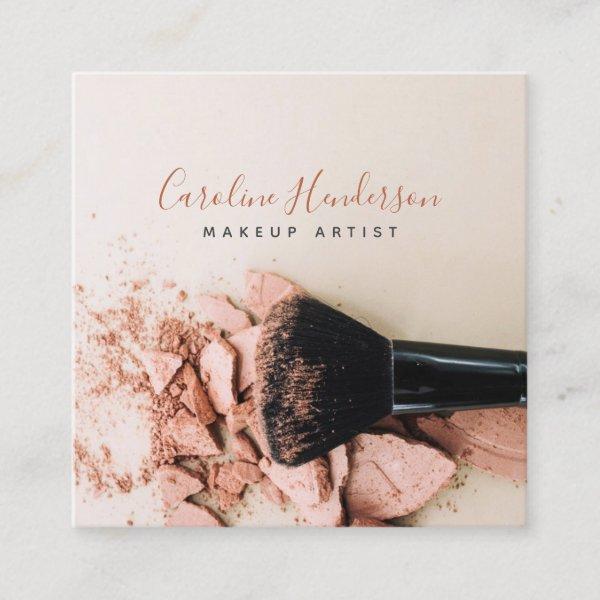 Modern Pink Powder & Brush Makeup Artist Square