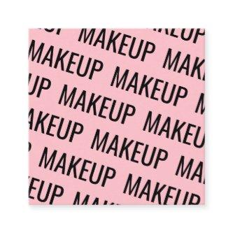 Modern pink repeating text pattern makeup square
