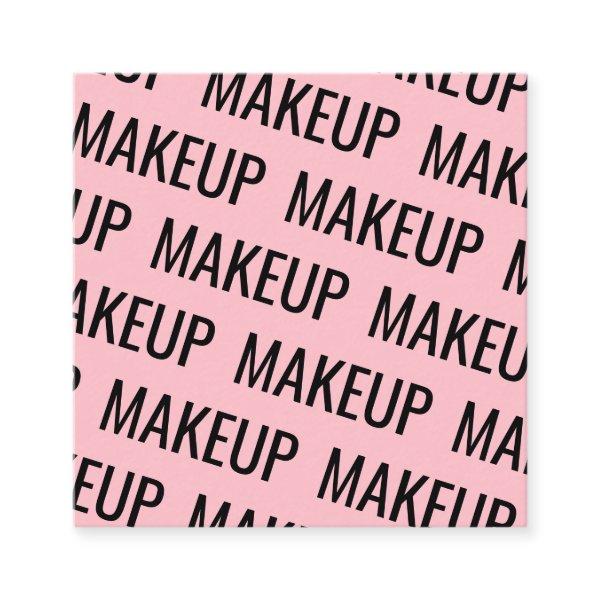 Modern pink repeating text pattern makeup square