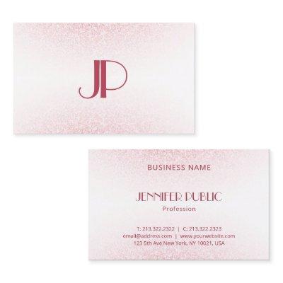 Modern Pink Rose Gold Glitter Monogram Template