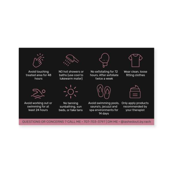 Modern Pink Waxing Aftercare Card, Hair Removal  B