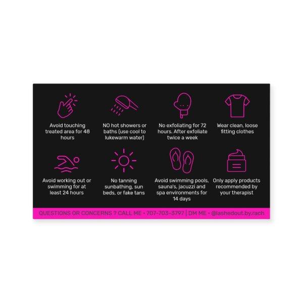 Modern Pink Waxing Aftercare Card, Hair Removal  B