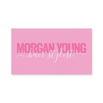 Modern pink white hair stylist script signature