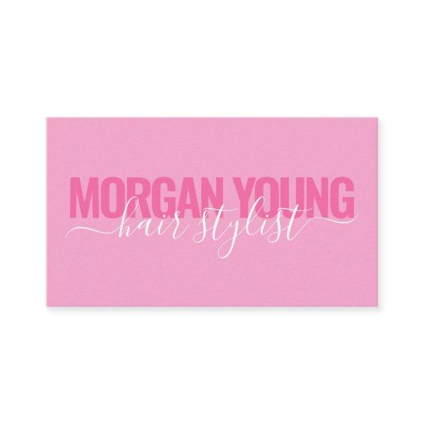 Modern pink white hair stylist script signature