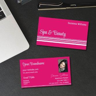 Modern Pink White Stripes with Photo Professional