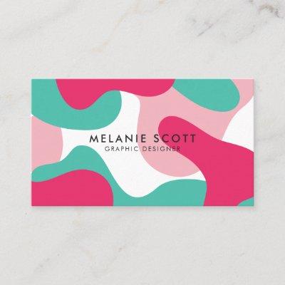 Modern pink white teal abstract pattern minimalist