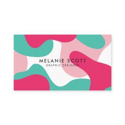 Modern pink white teal abstract pattern minimalist