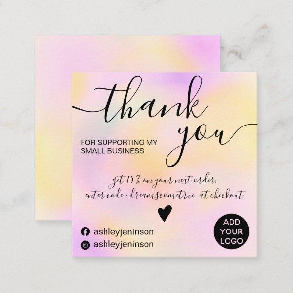 Modern pink yellow gradient order thank you square