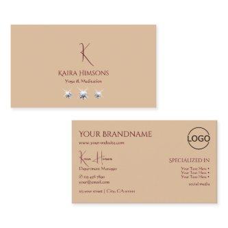 Modern Plain Beige with Monogram Logo and Jewels