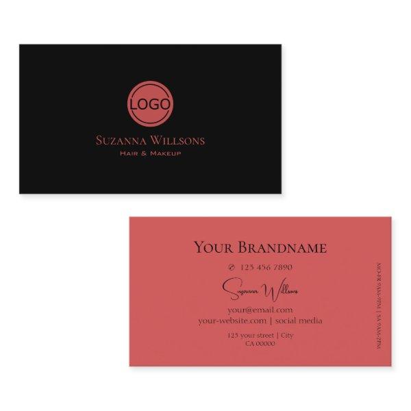 Modern Plain Black and Indian Red with Logo Simply