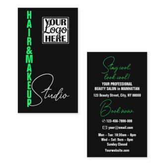 Modern Plain Black Green Text with Logo or Photo