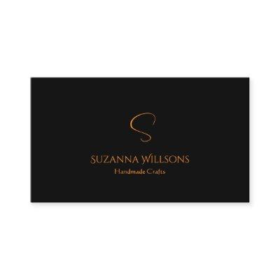 Modern Plain Black Orange with Monogram Stylish