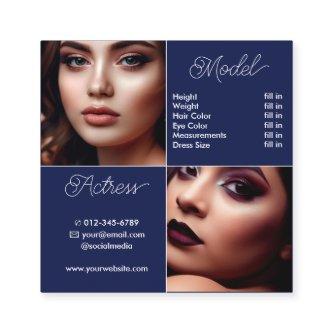 Modern Plain Blue Comp Card Photo Template Classy