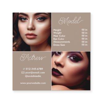 Modern Plain Brown Comp Card Photo Template Classy