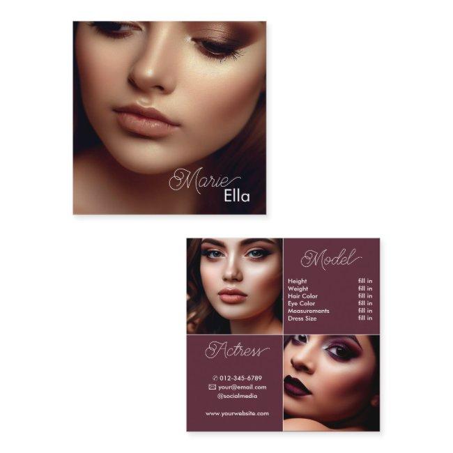 Modern Plain Burgundy Comp Card Photo Template