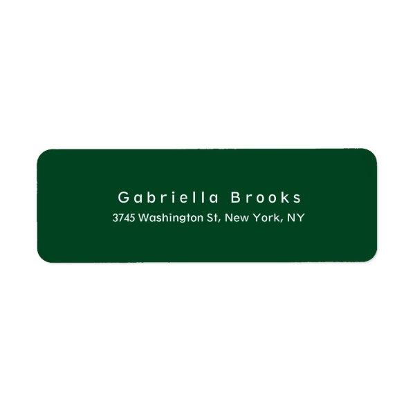 Modern Plain Elegant Unique Forest Green Label
