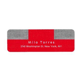 Modern Plain Elegant Unique Red Gray Pattern Label