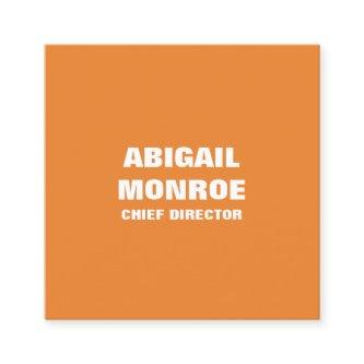 Modern Plain Minimalist Professional Orange White Square