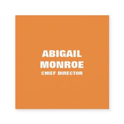 Modern Plain Minimalist Professional Orange White Square