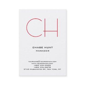 Modern plain minimalist white red monogram