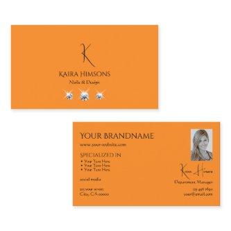 Modern Plain Orange with Monogram Photo and Jewels