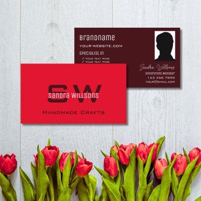 Modern Plain Red Burgundy with Monogram and Photo