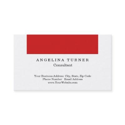 Modern Plain Red White Minimalist Consultant