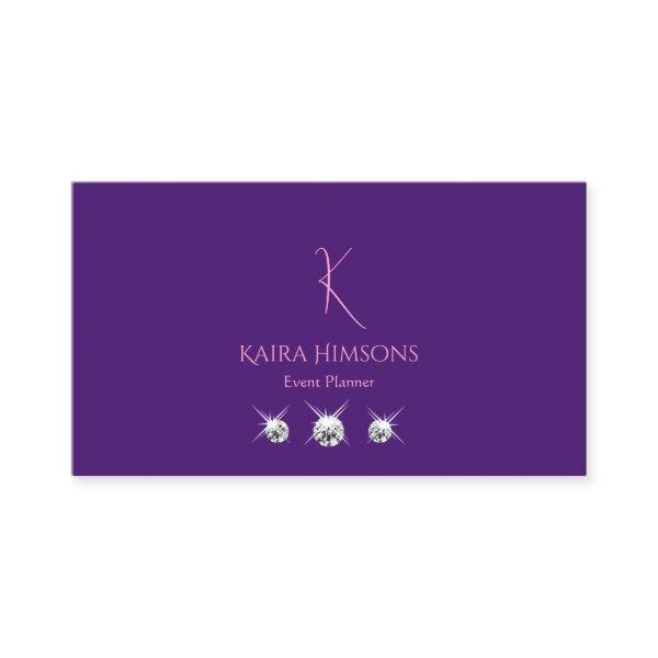 Modern Plain Royal Purple with Monogram and Jewels