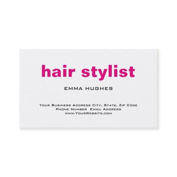 Modern Plain Simple Pink White Hair Stylist