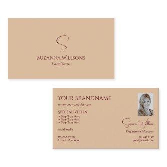 Modern Plain Tan Beige with Monogram and Photo
