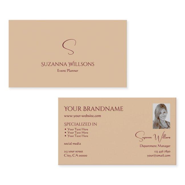 Modern Plain Tan Beige with Monogram and Photo