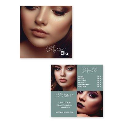 Modern Plain Teal Comp Card Photo Template Classy